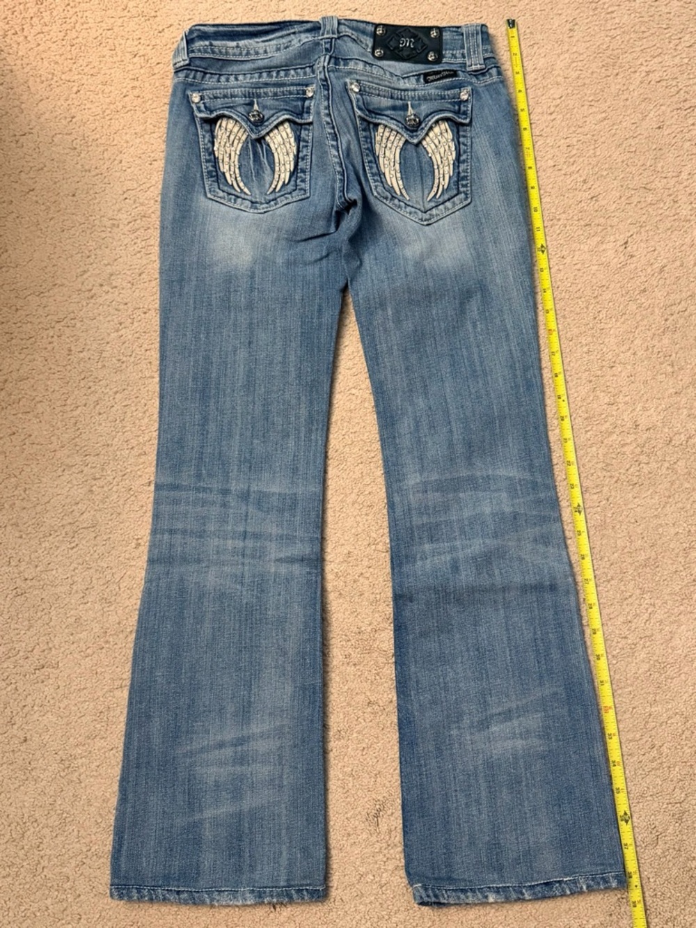 Miss Me Light Blue Bootcut Jeans with Wing Pocket Embroidery